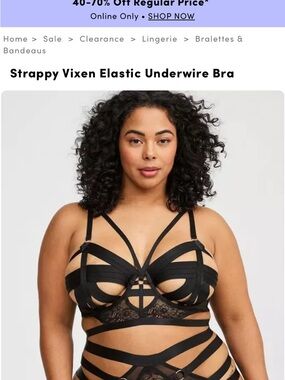 Strappy Vixen Elastic Underwire Bra - Black